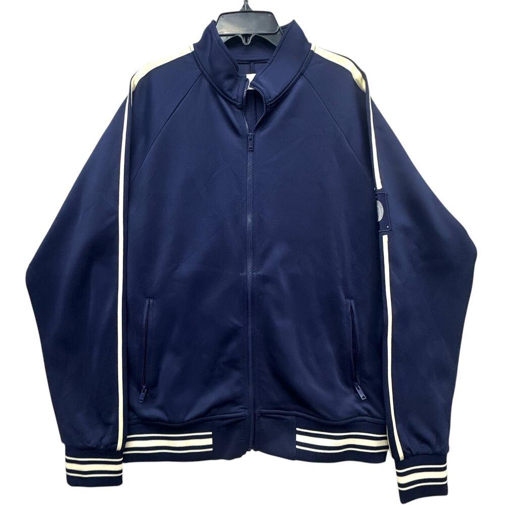 Ovadia & Sons Ball Track Jacket Men's M Navy Cream Stripe Zip-Up Athleisure